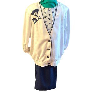 J. G. By Joyce 3 Piece Skirt, Shirt, Jacket Vintage Outfit Blue White 14/16